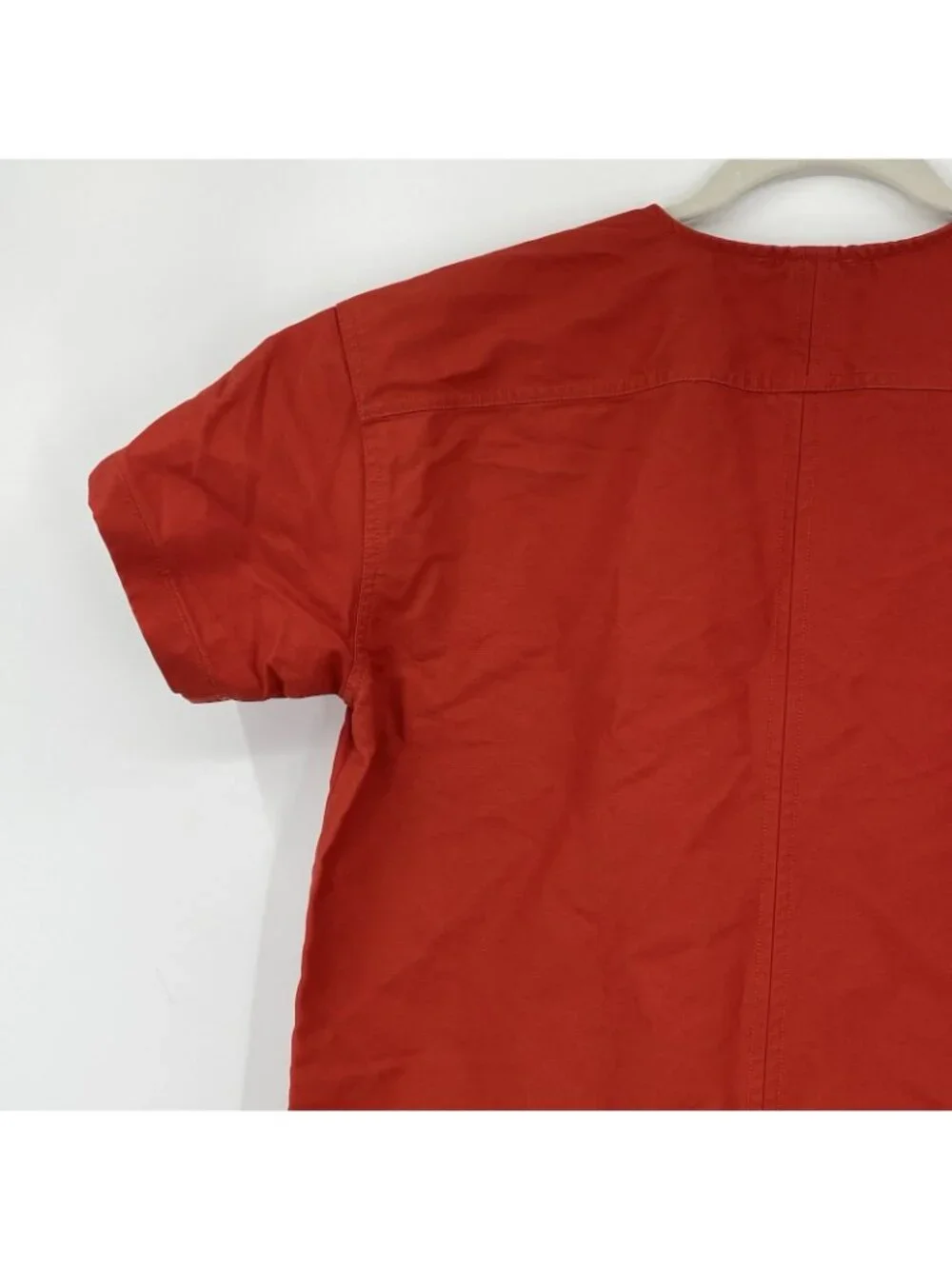 J Crew Size ST Patch-Pocket Pullover Dress Structured Cotton Poplin Orange